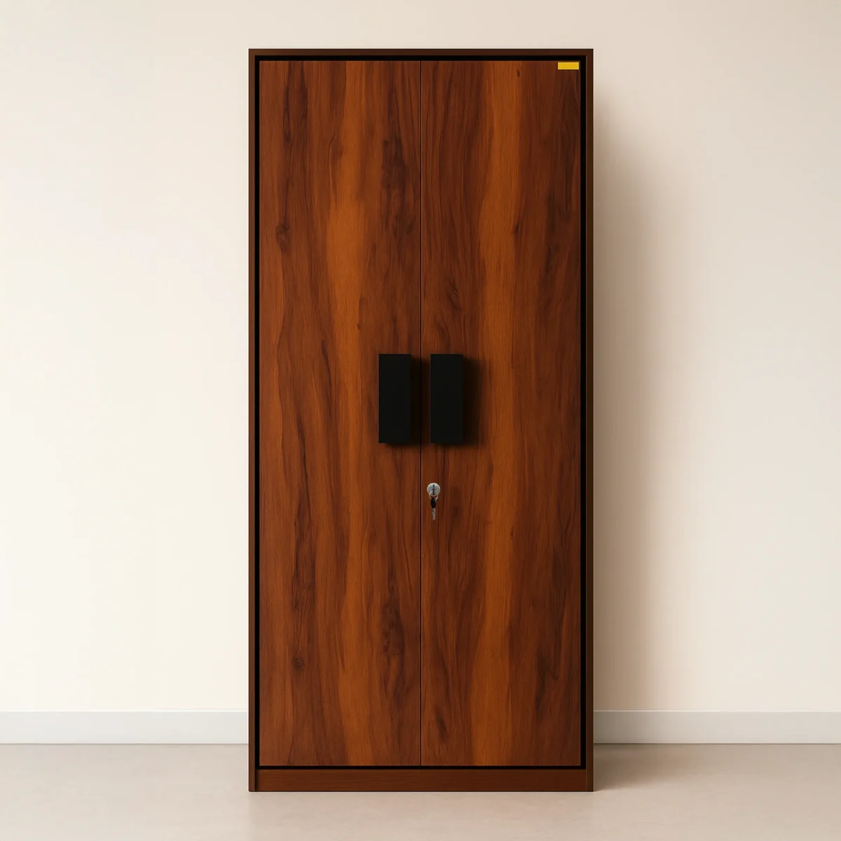 Krishiv 2-Door Modern Wardrobe with Matte Black Handles & Lock