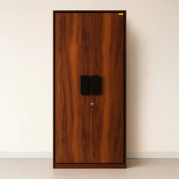 Krishiv 2-Door Modern Wardrobe with Matte Black Handles & Lock