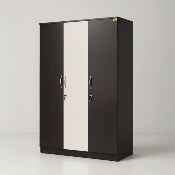 Vienna DuoStripe 3-Door Wardrobe – Espresso & Arctic White