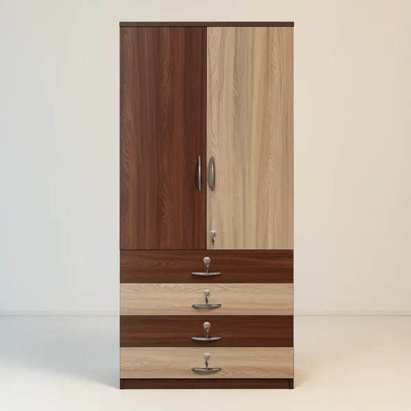 Modern 2-Door Wardrobe with 4-Drawer Chest