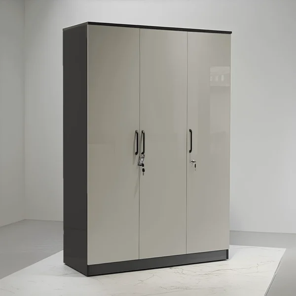 Berlin Graphite Gloss 3-Door Wardrobe – Dove Grey & Charcoal