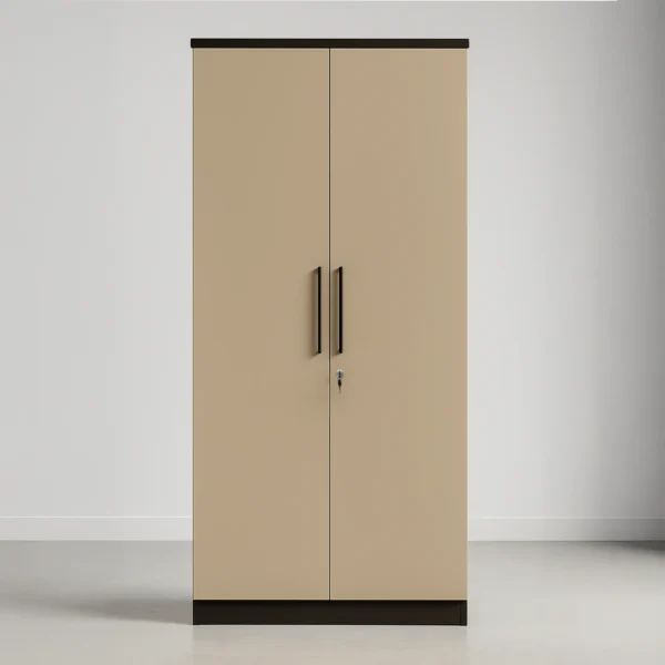 Milan Minimalist 2-Door Wardrobe – Sand Beige & Matte Black