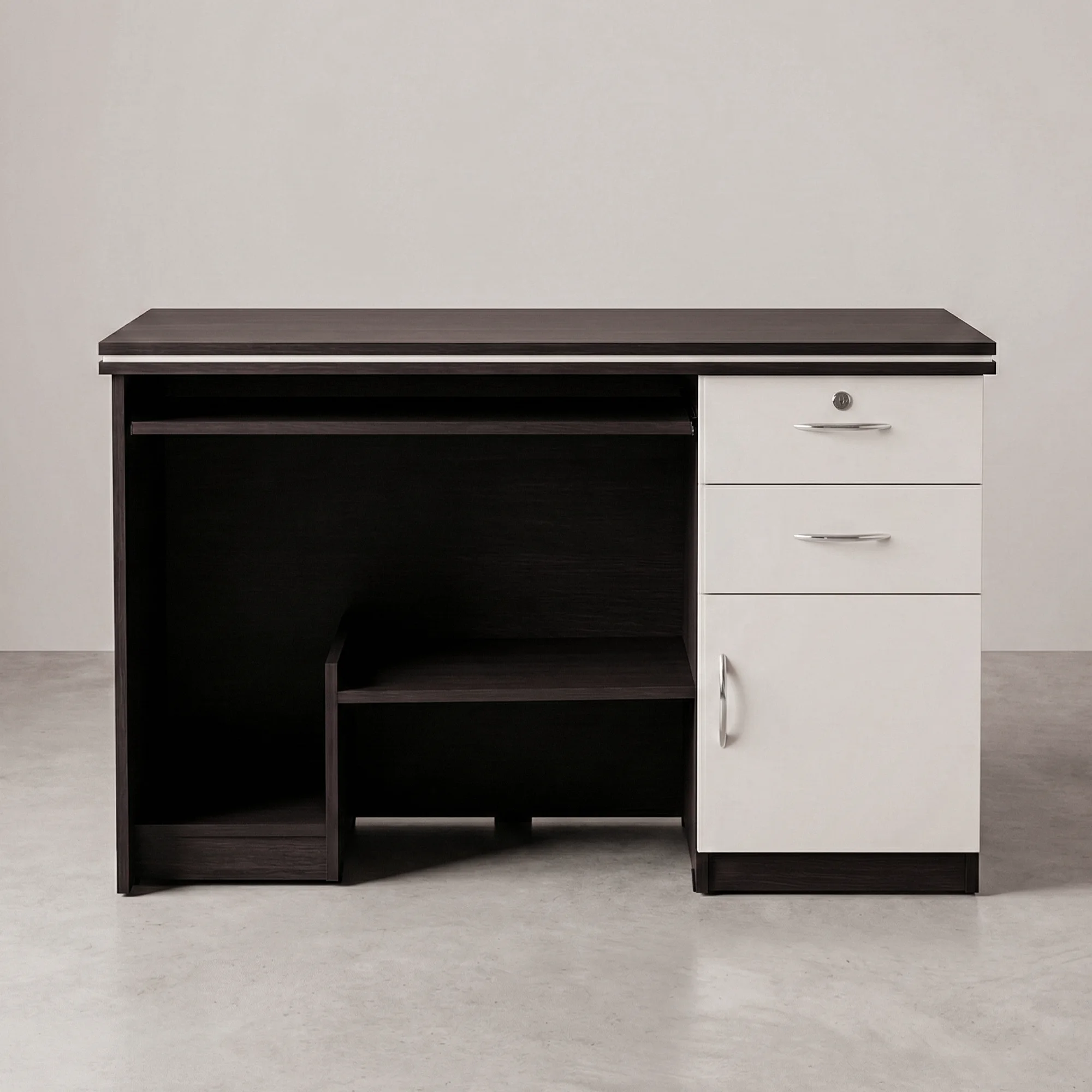 Aster WorkPro Office Table | Wenge & Ivory Computer Desk with Storage
