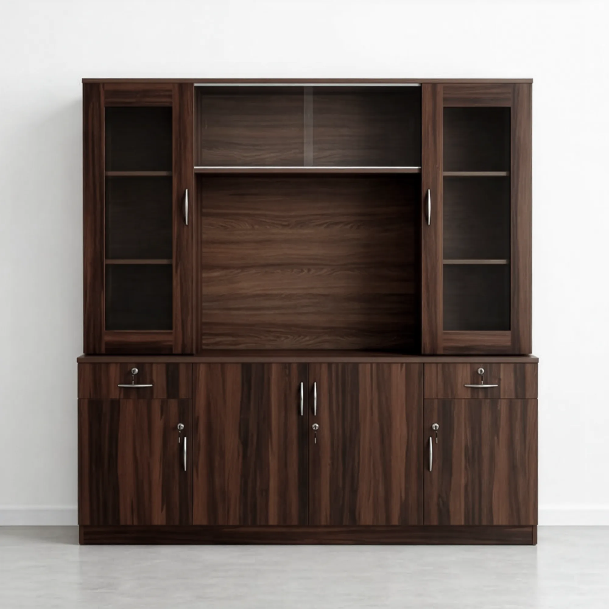 Cresta GrandWall TV Unit | Dark Walnut TV Cabinet with Storage - Front view