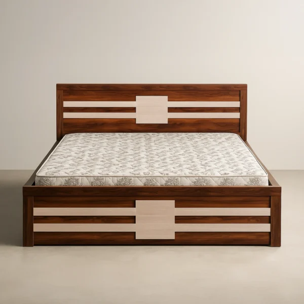 CrossLine Walnut Panel Bed | Modern Wooden Bed Design