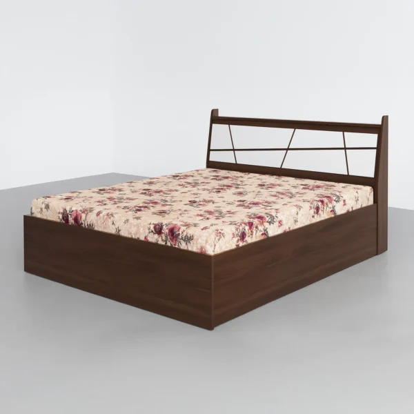 GeoLine Walnut Panel Bed | Modern Wooden Bed Design
