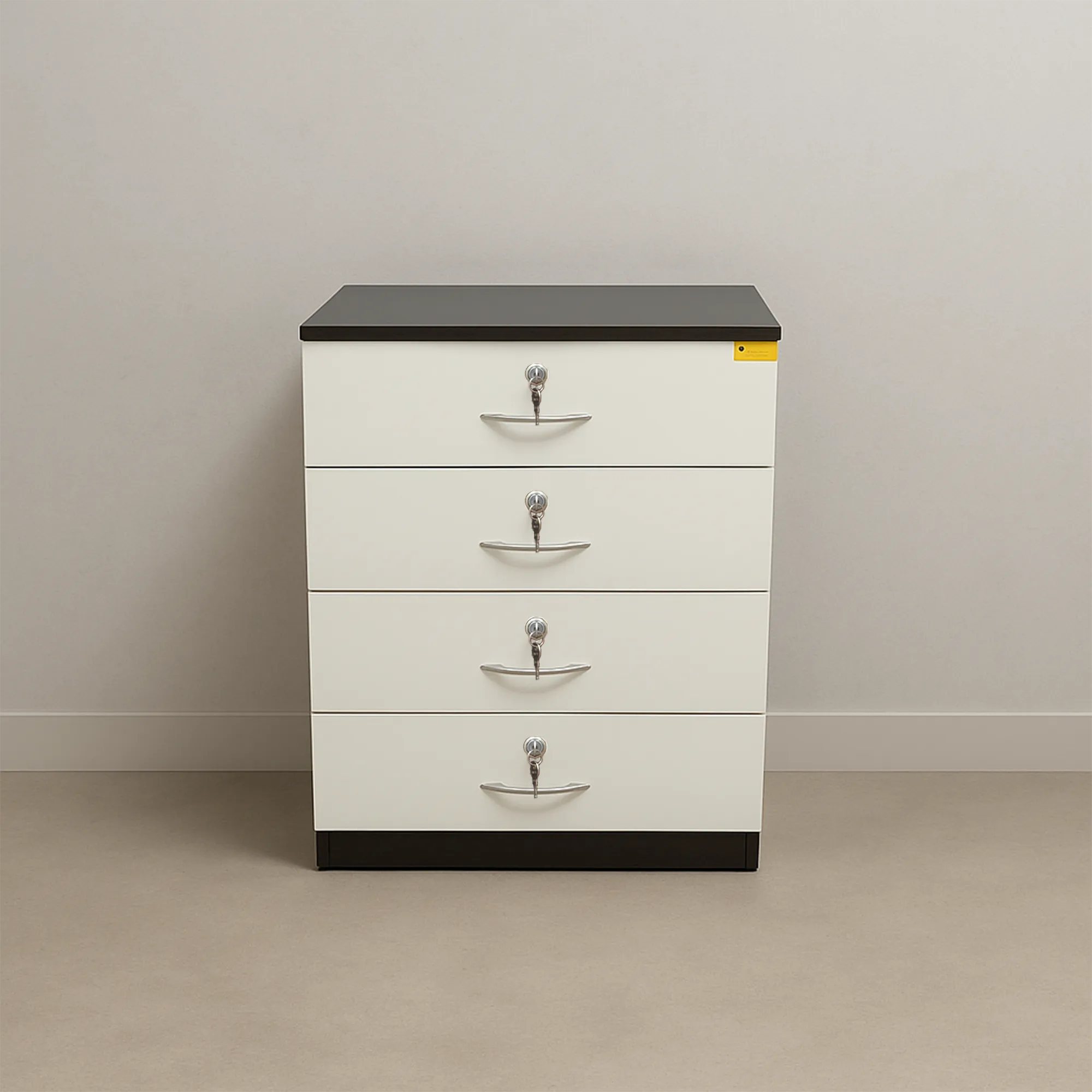 Ivora LockStack Crockery Unit | Ivory & Black Drawer Storage Cabinet