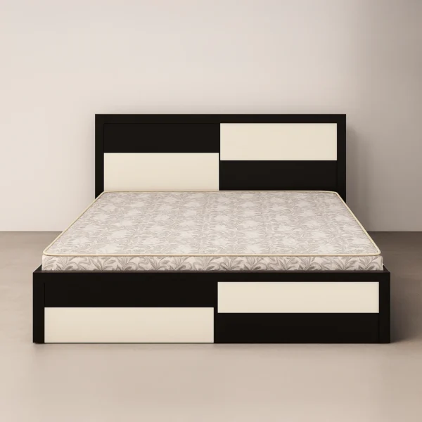 IvoryGrid Panel Bed | Wenge & Cream Modern Bed Design