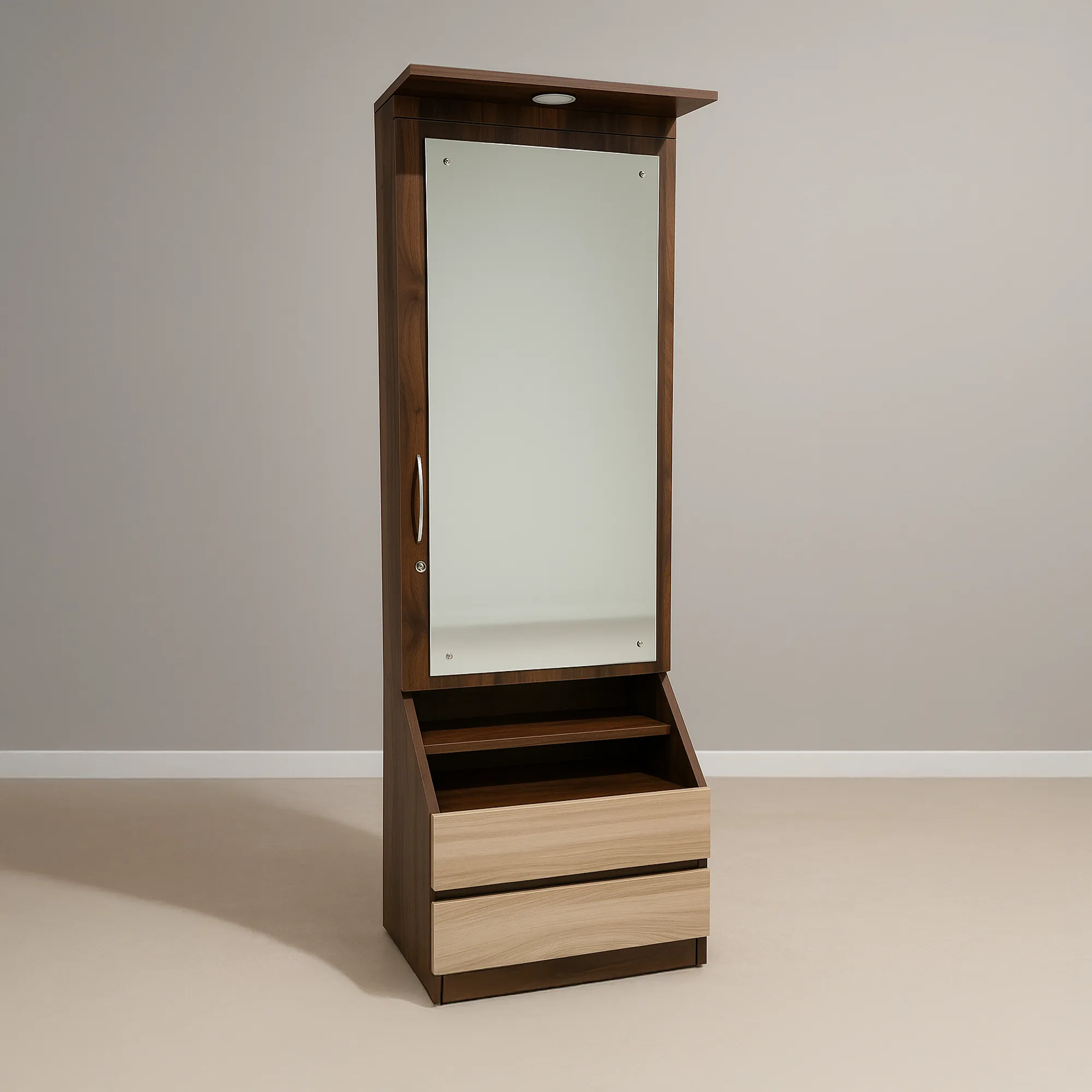 Luna LightMirror HDF Board Dressing Table | Walnut & Light Oak Mirror Dressing Unit