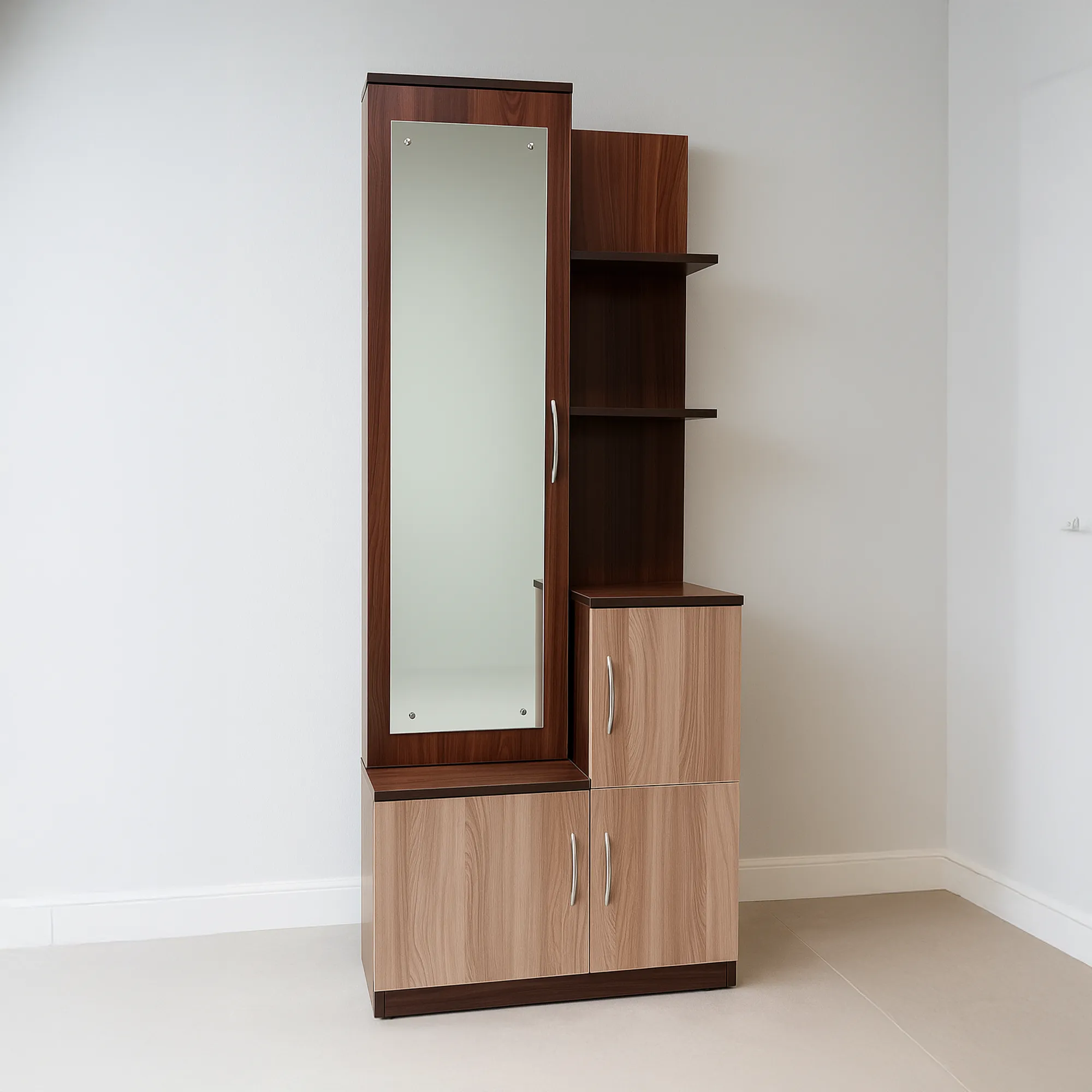 Milano MirrorShelf HDF Board Dressing Table | Walnut & Sonoma Oak Dressing Unit