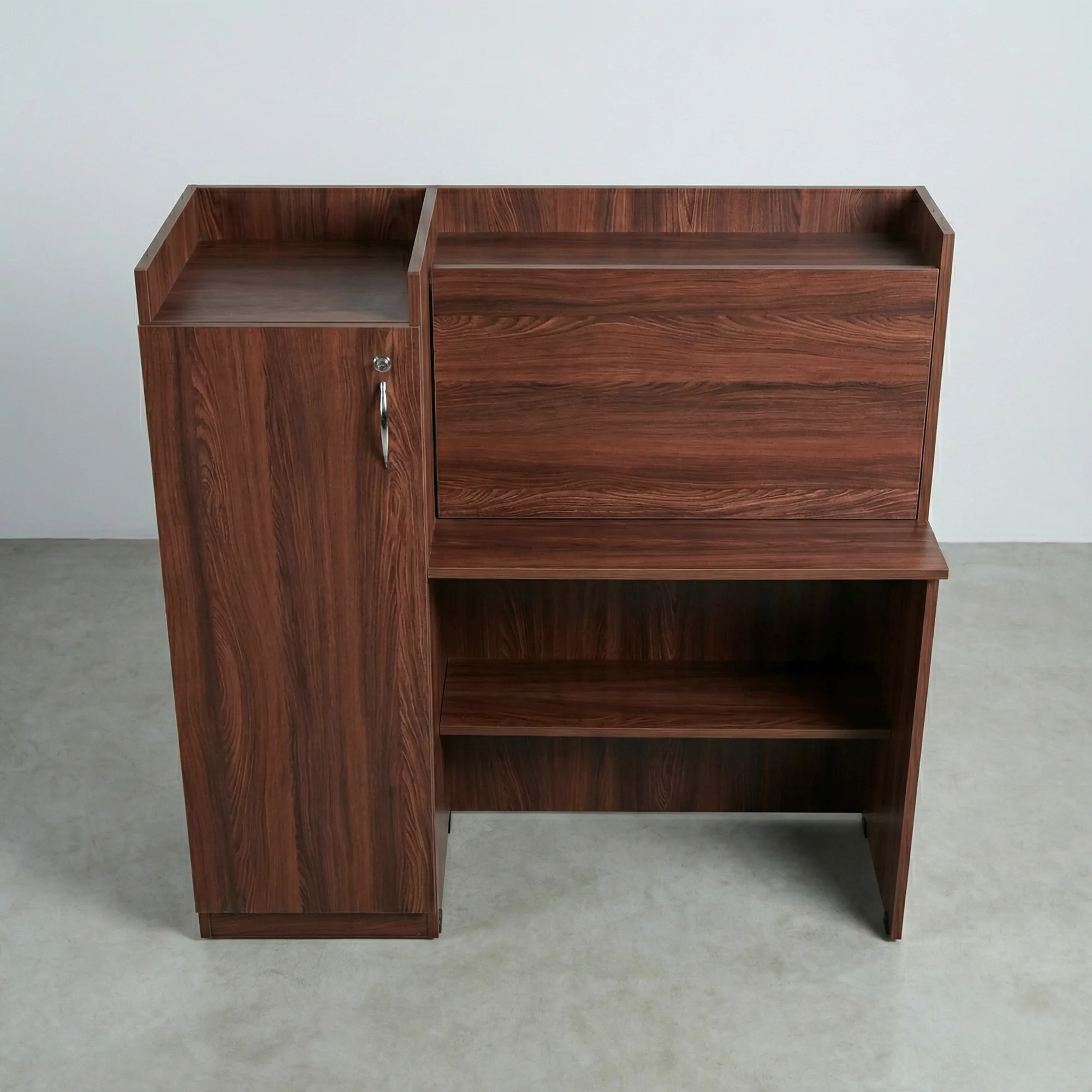 Nexa StudyMate Study Table | Walnut Desk with Cabinet Storage - Top VIew