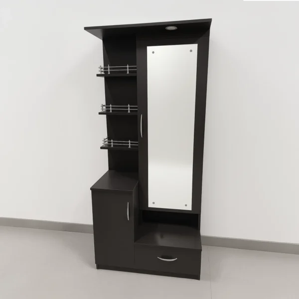 Noir RailShelf HDF Board Dressing Table | Matte Wenge Mirror Dressing Unit