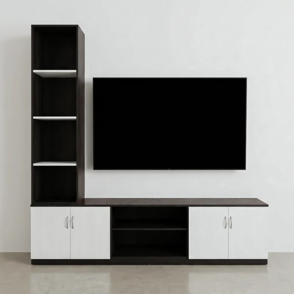 Orion TowerNest TV Unit | Wenge & White TV Cabinet with Storage