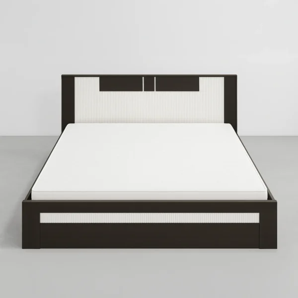 Oslo FluteLine HDF Board Platform Bed | Espresso & Ivory Modern Bedroom Bed