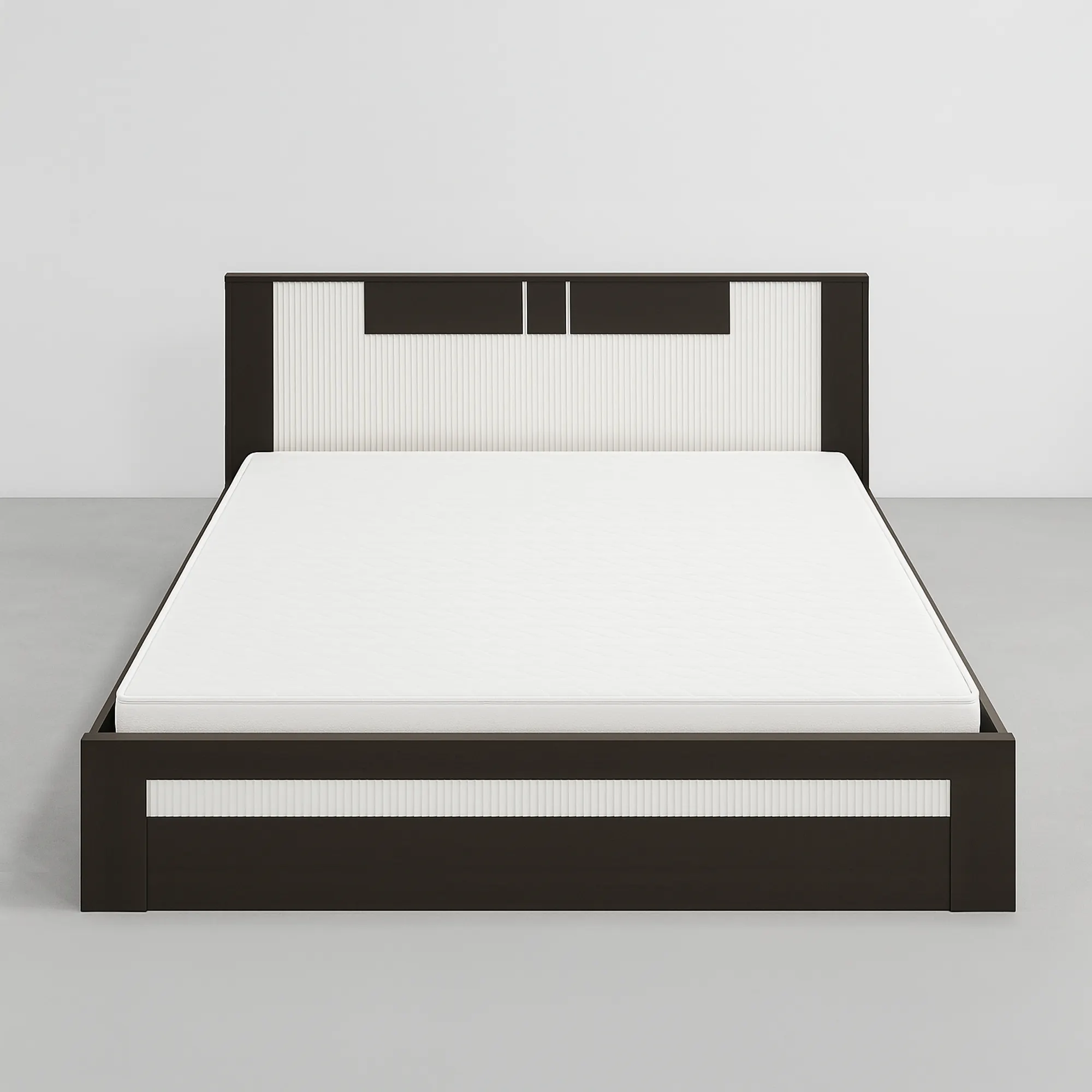 Oslo FluteLine HDF Board Platform Bed | Espresso & Ivory Modern Bedroom Bed