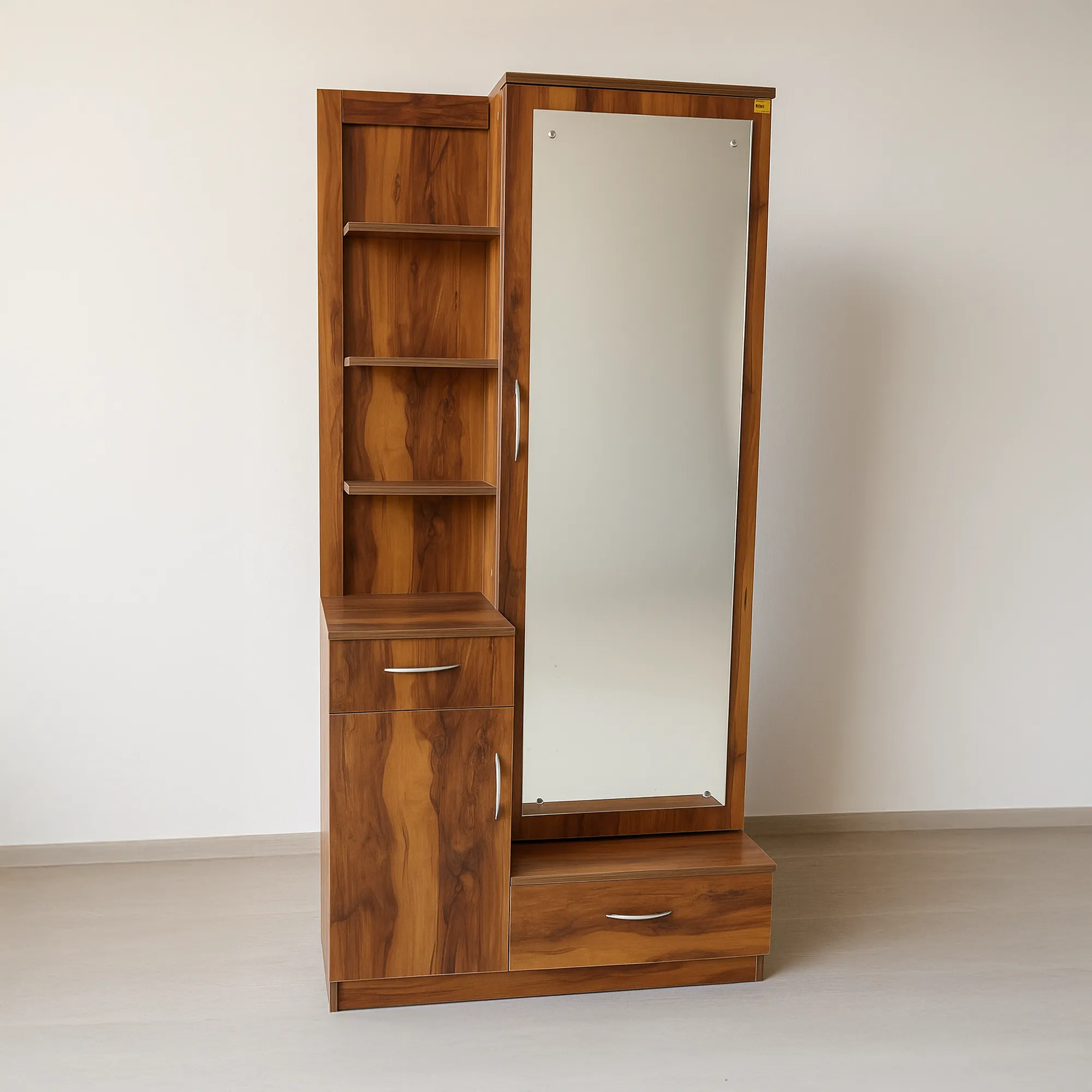Siena MirrorVault HDF Board Dressing Table | Honey Teak Dressing Unit with Mirror