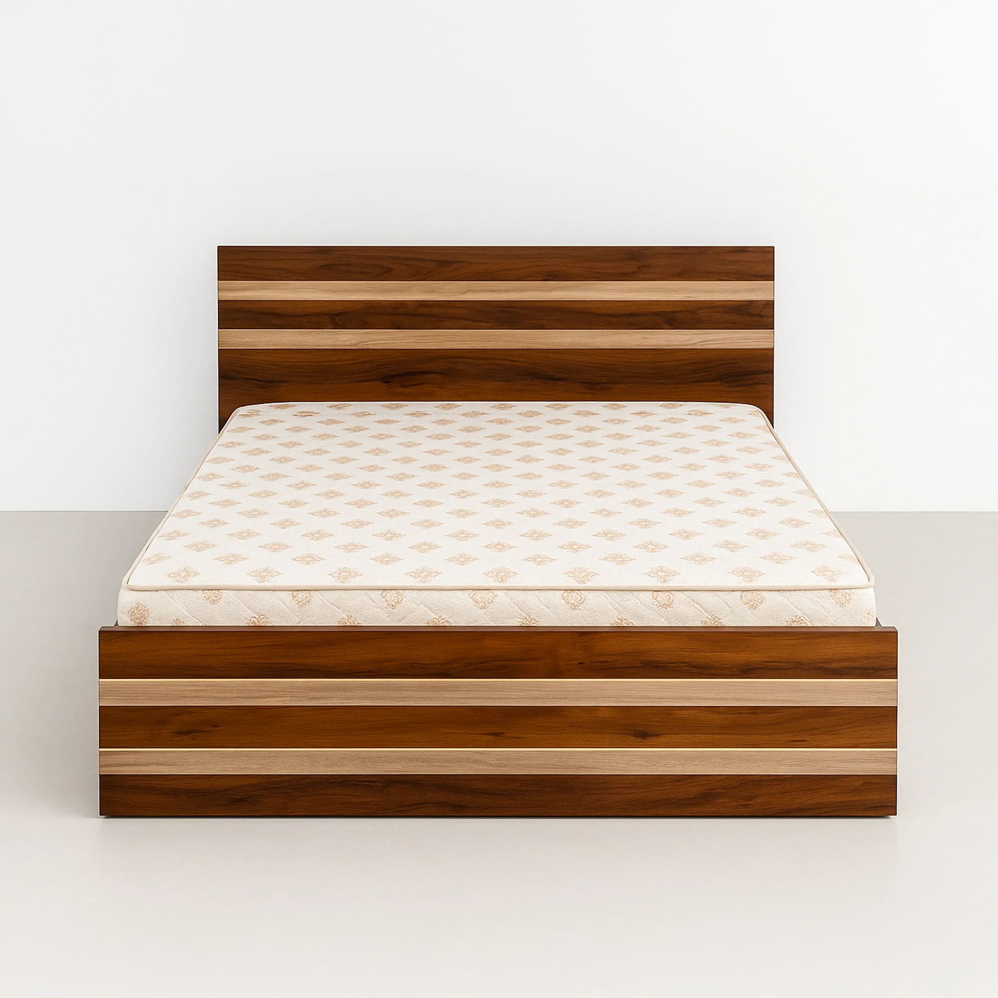 Sienna StripeLine Bed | Walnut & Light Oak Modern Bed Frame