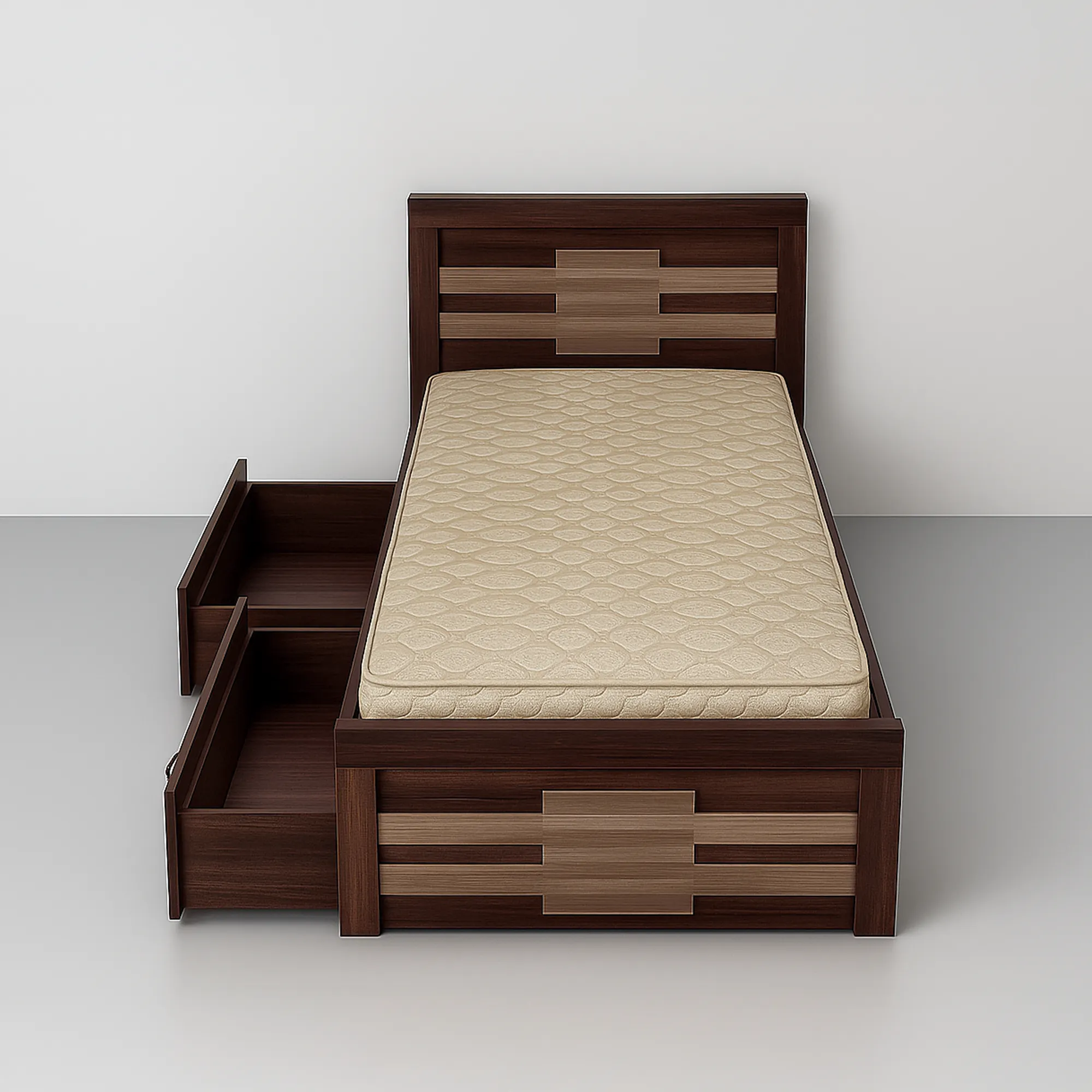 Solara SideStore Bed | Walnut Bed with Drawer Storage