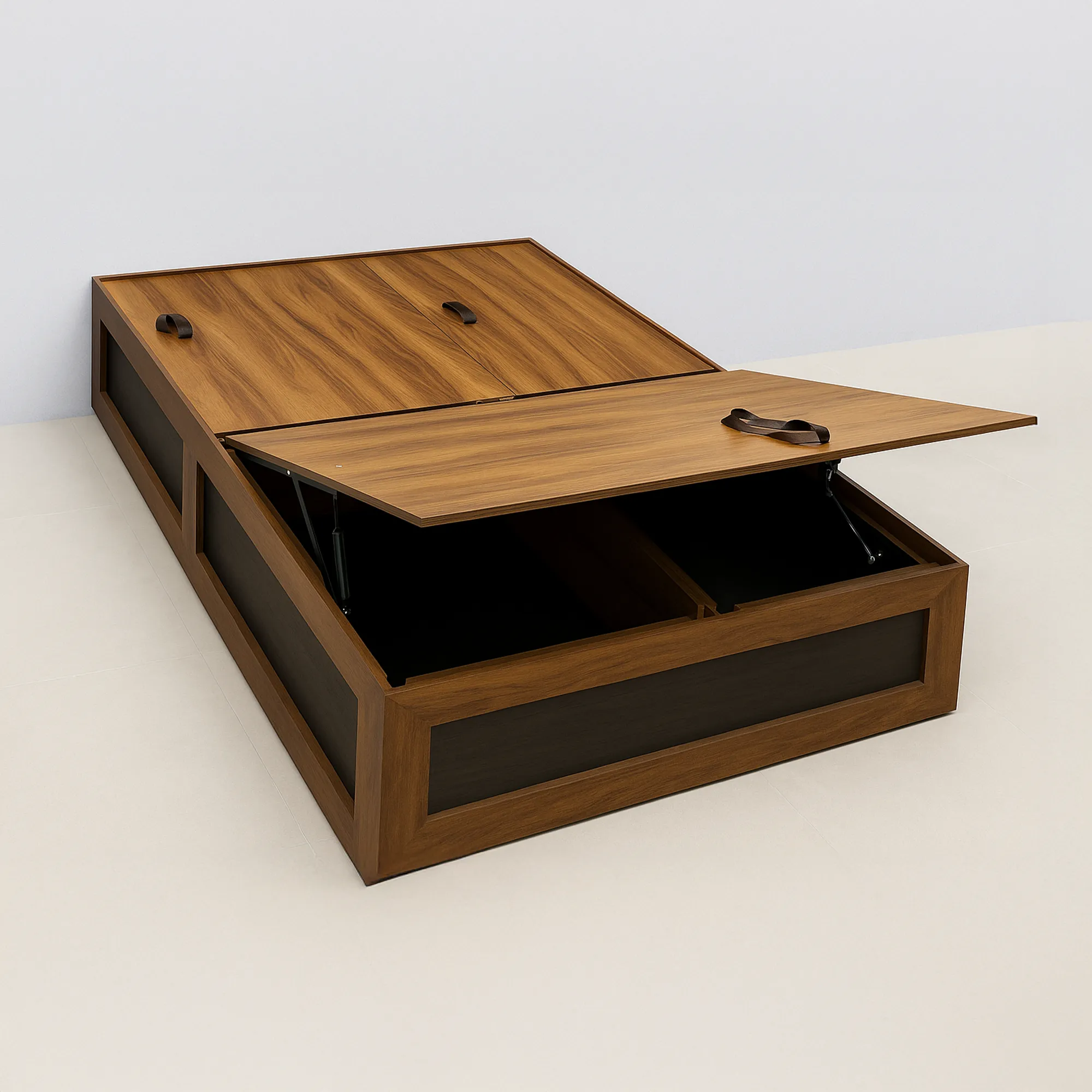 Valencia LiftStore HDF Board Hydraulic Storage Bed | Honey Teak Modern Bedroom Bed