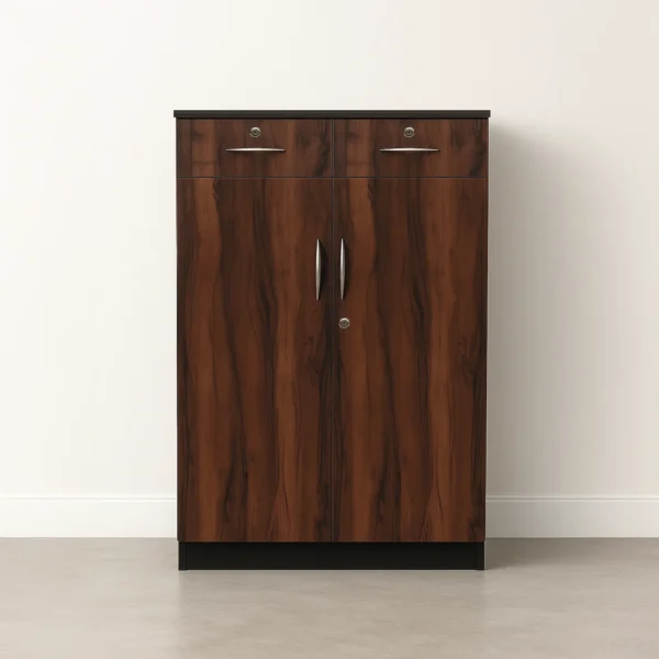 Verona DuoDrawer Multipurpose Cabinet | Walnut Storage Cabinet with Drawers