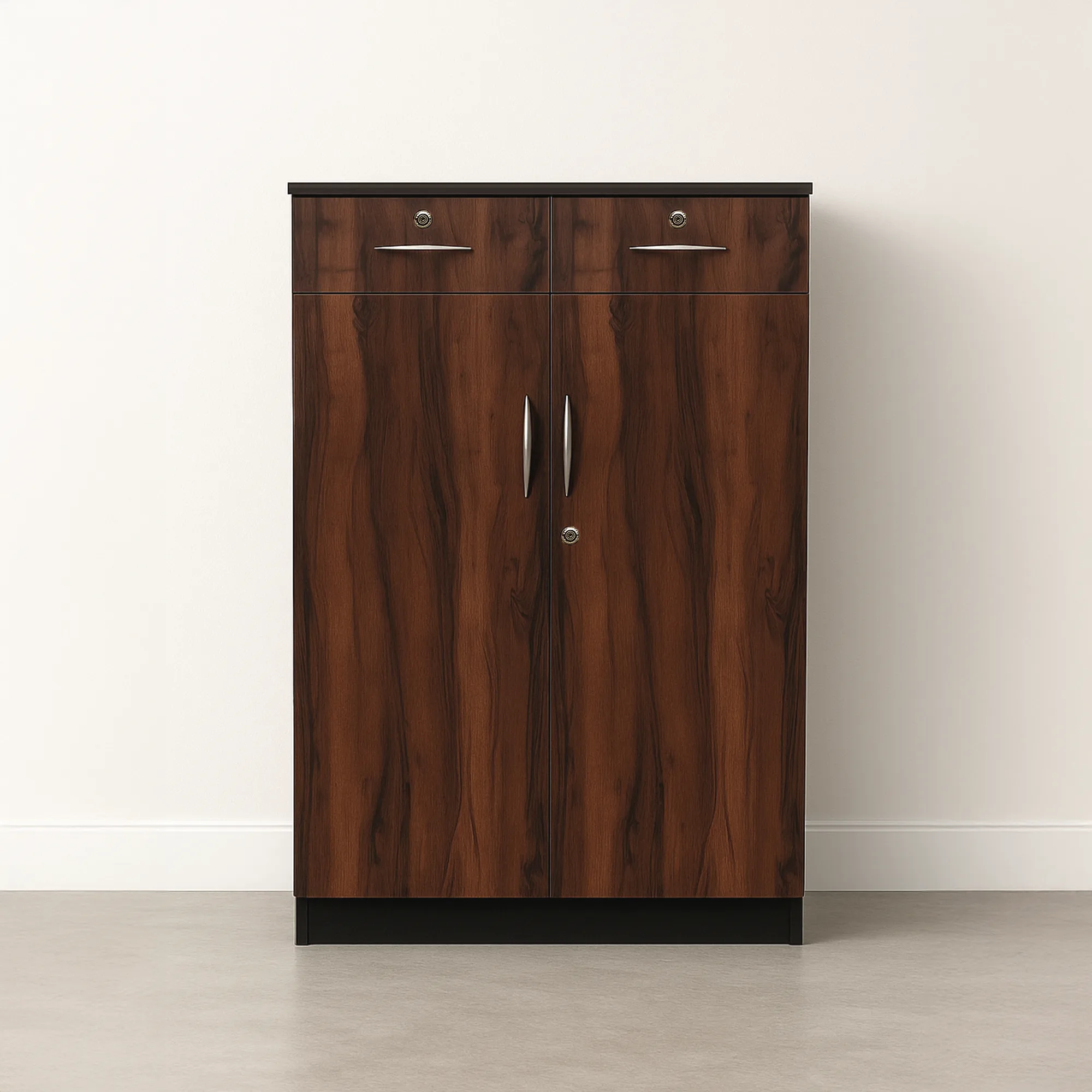 Verona DuoDrawer Multipurpose Cabinet | Walnut Storage Cabinet with Drawers