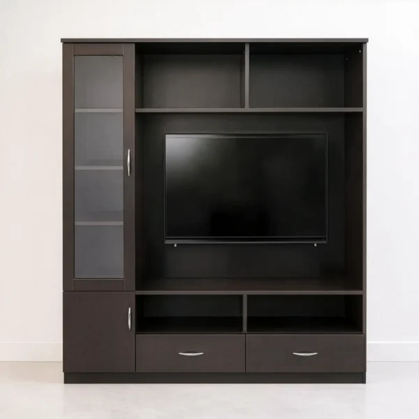 Veyra Showcase TV Unit | Dark Wenge TV Cabinet with Storage
