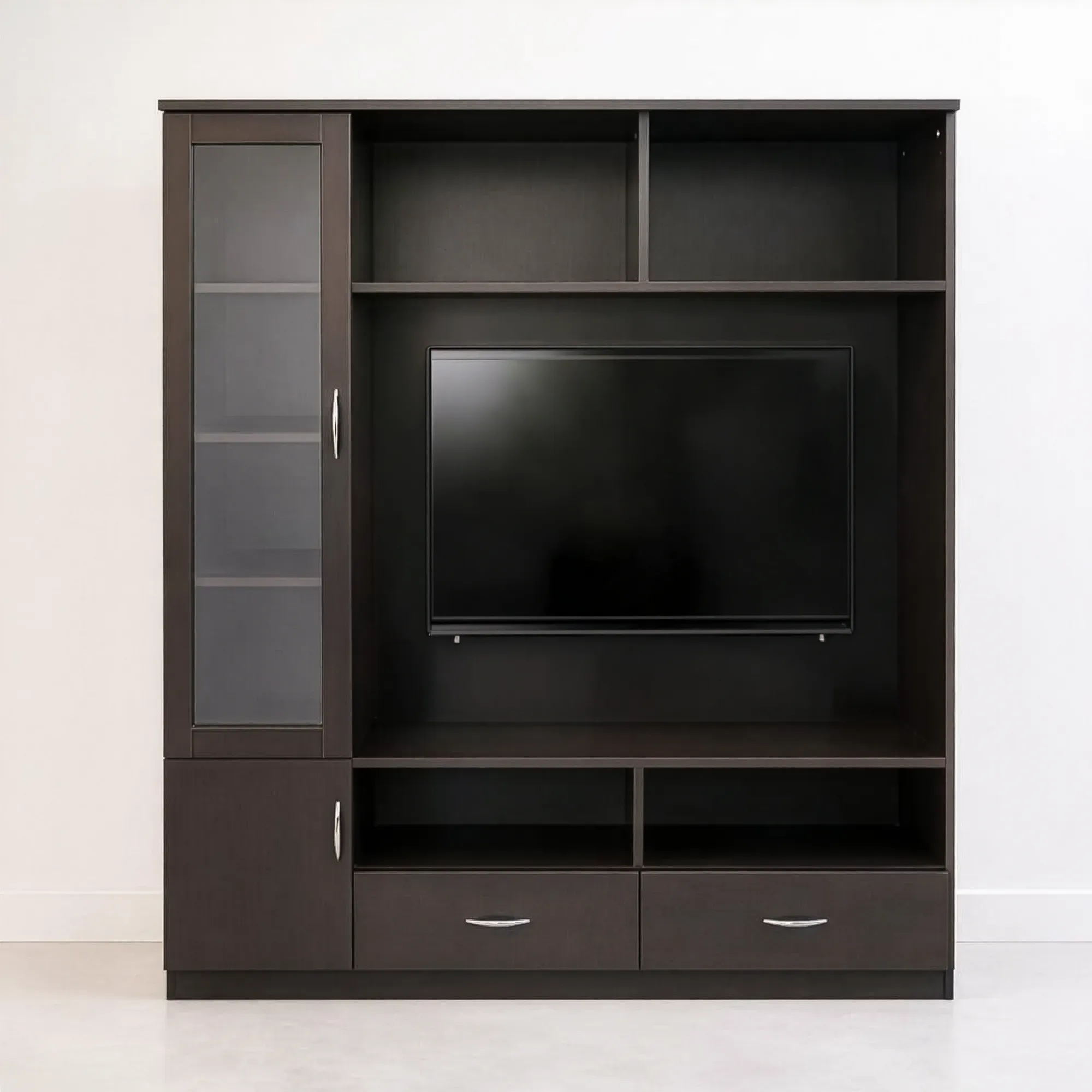 Veyra Showcase TV Unit | Dark Wenge TV Cabinet with Storage