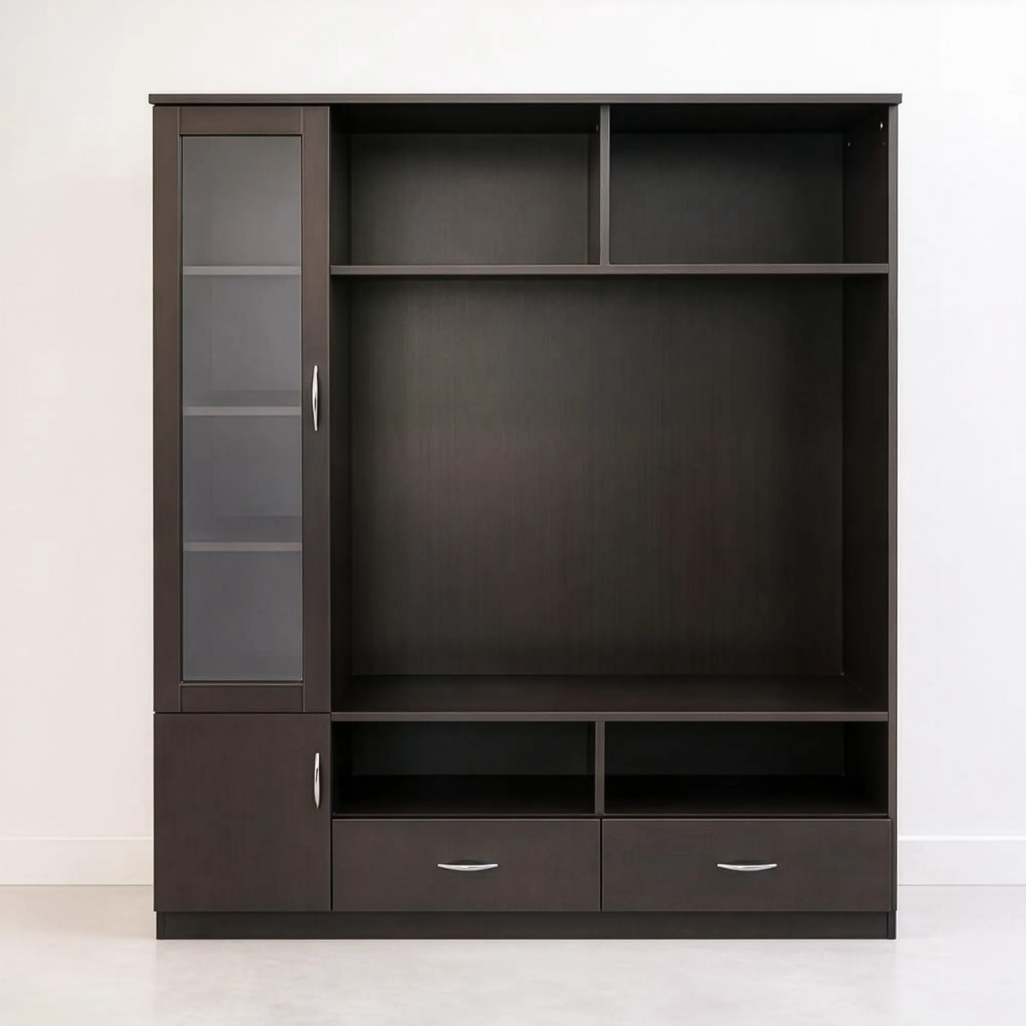 Veyra Showcase TV Unit | Dark Wenge TV Cabinet with Storage - Front view