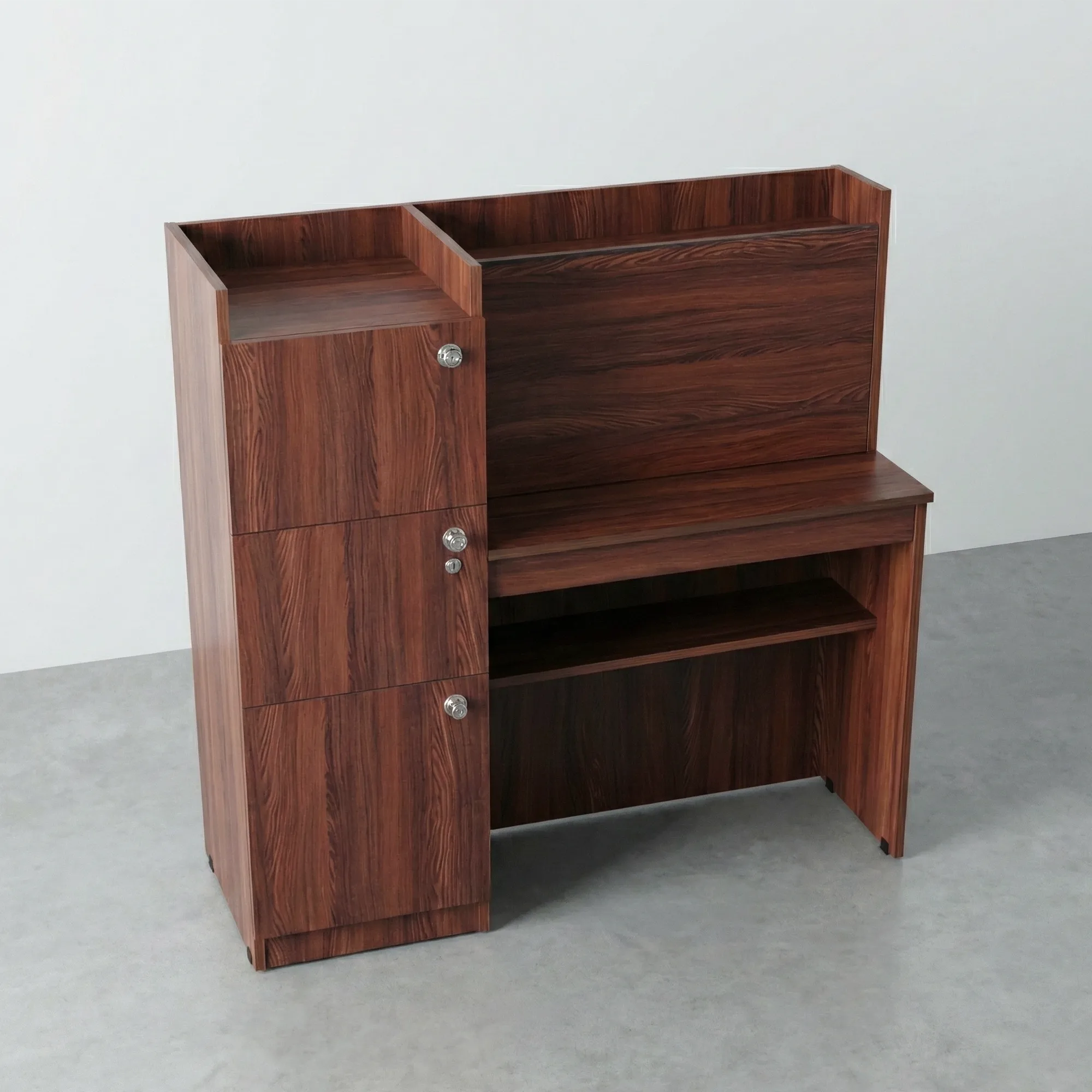 Walnut ScholarPro Study Table | Desk with Side Storage - Side view
