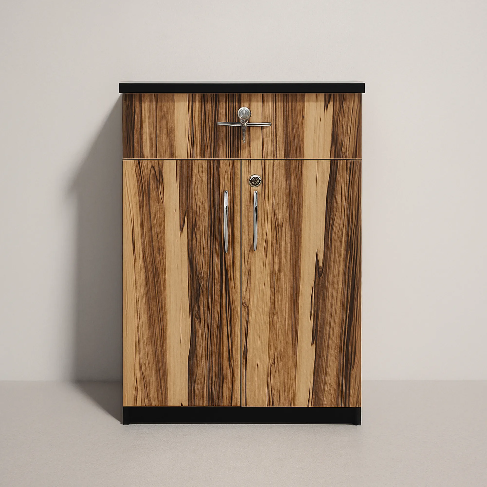 ZebraGrain LockStore Multipurpose Cabinet | Natural Wood Finish Storage Cabinet