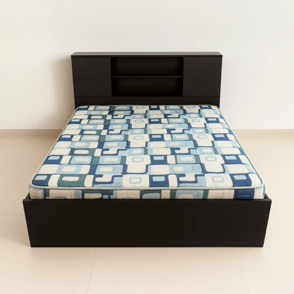 AeroShelf Black King Bed with Storage Headboard | Sai FurnTech