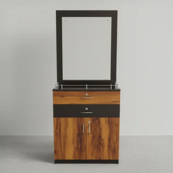 AmberNoir Dressing Table with Mirror | Sai FurnTech