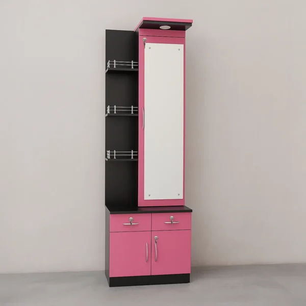BlushAura Dressing Table | Pink & Black Mirror Unit