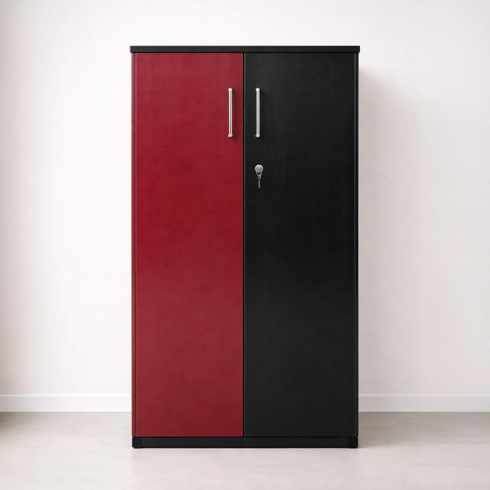 CrimsonLock 2 Door Wardrobe | Red & Black Almirah
