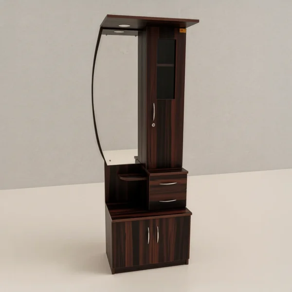 CurveLite Dressing Table | Dark Walnut Mirror Dressing Unit