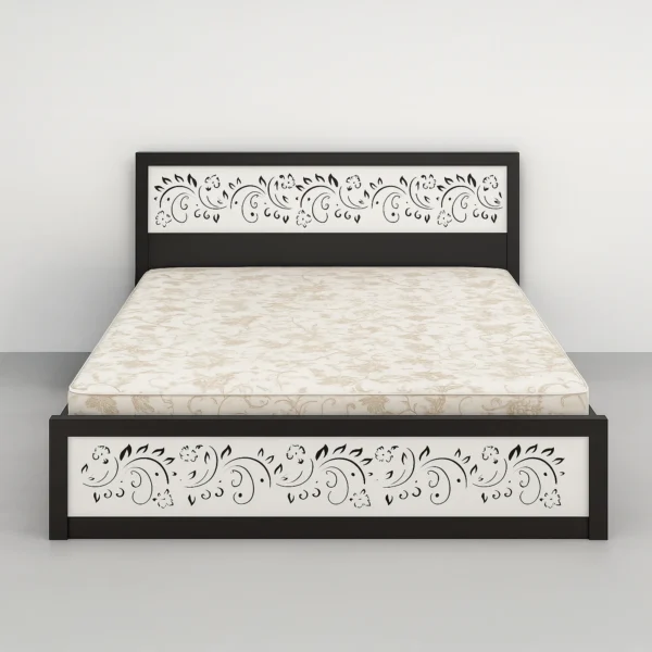 FloraLine Bed | Black & Ivory Floral Panel Bed