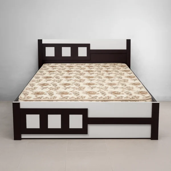 GeoCraft Bed | Dark Walnut & Ivory Designer Bed Frame