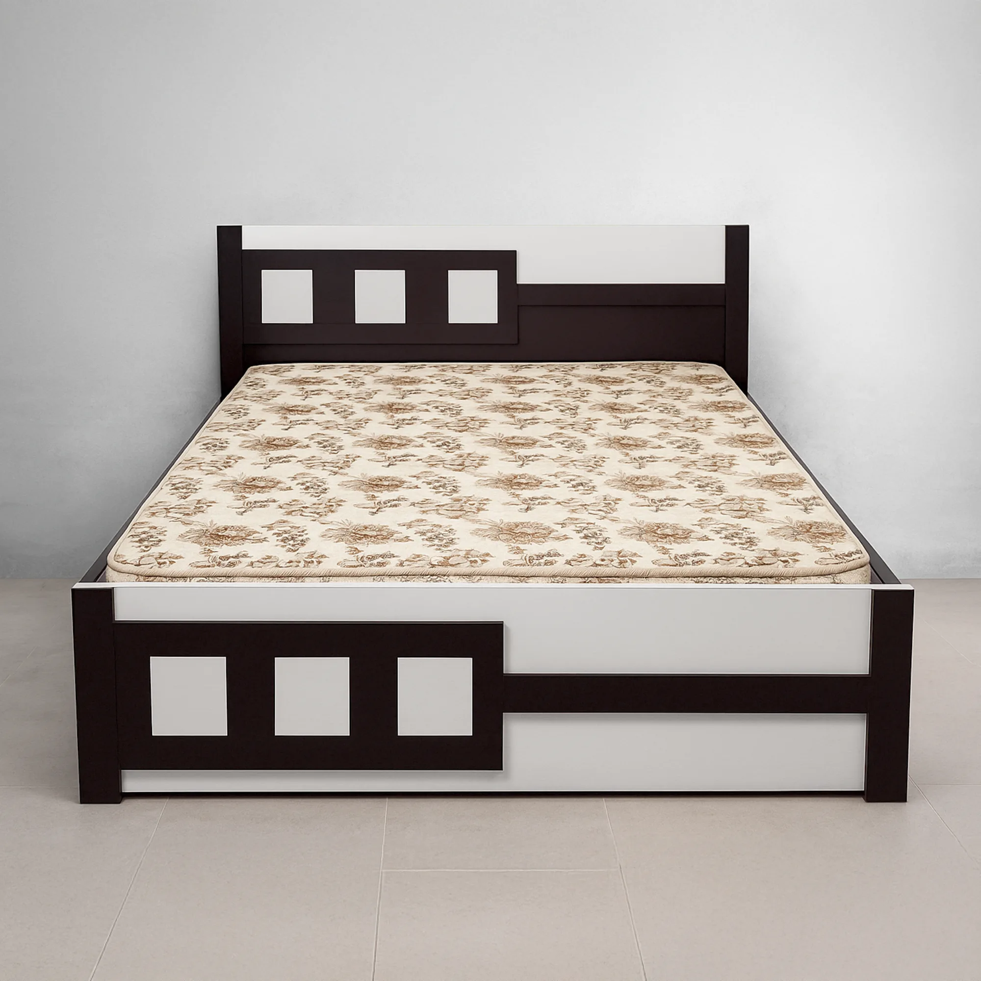 GeoCraft Bed | Dark Walnut & Ivory Designer Bed Frame