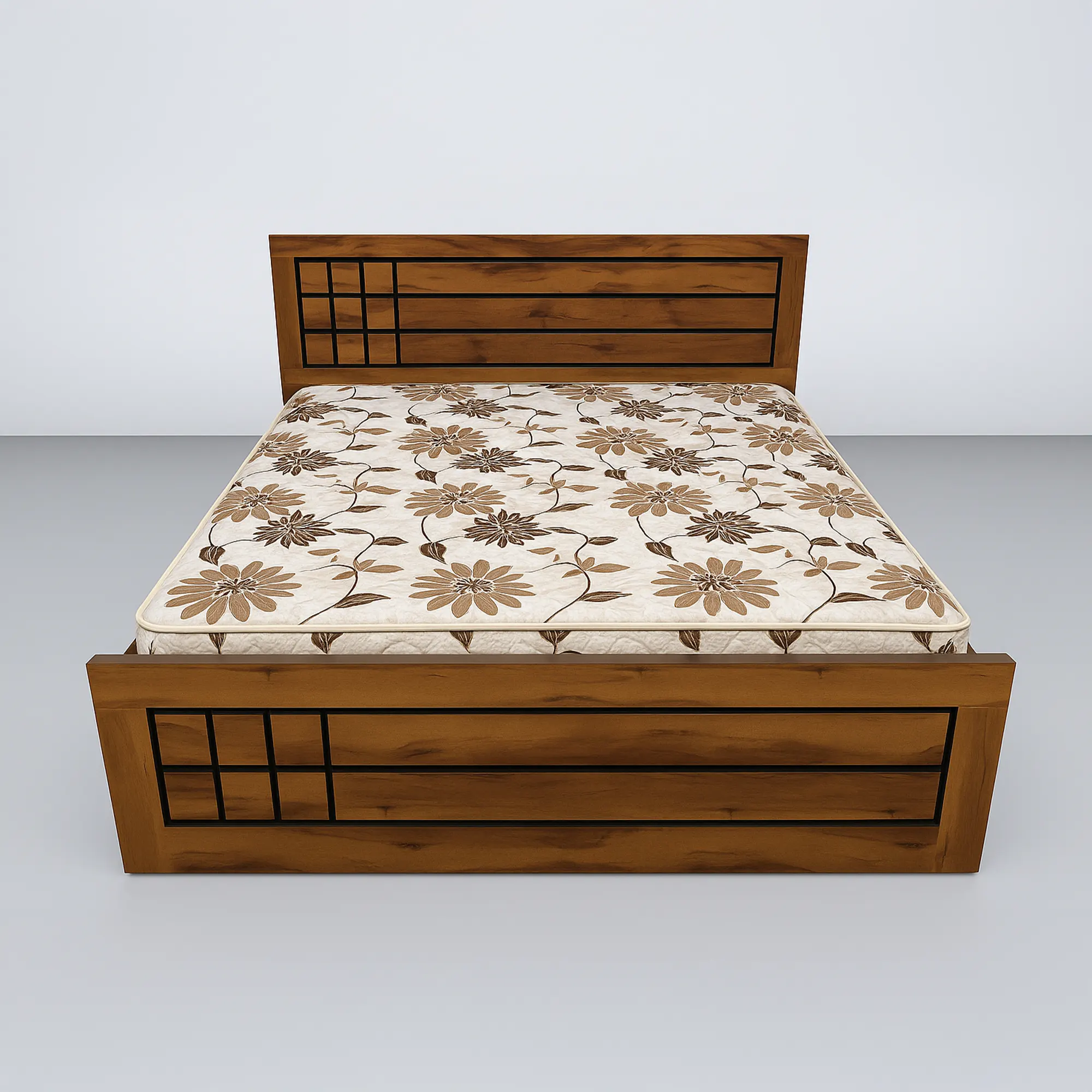 GridWood Bed | Teak Walnut Modern Platform Bed