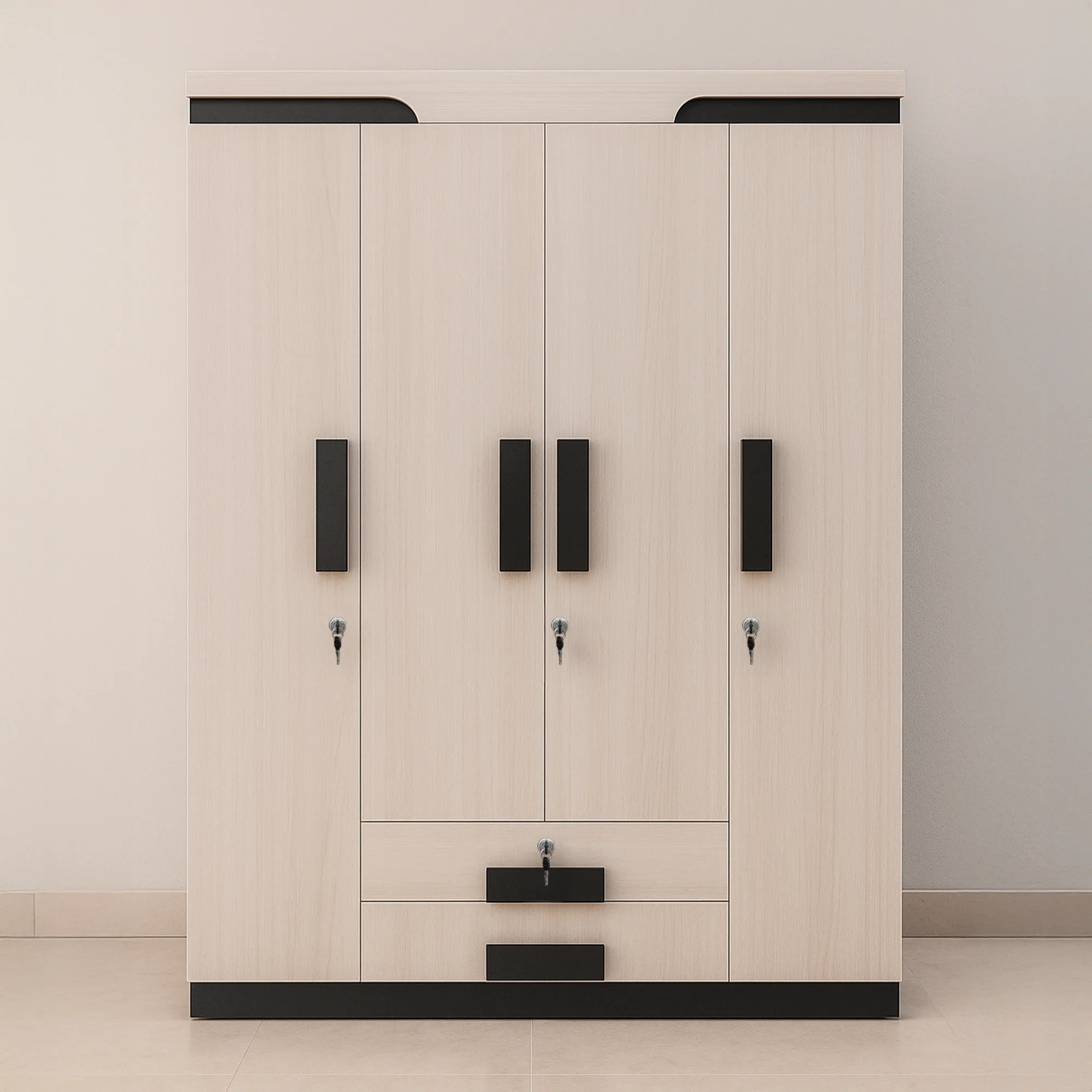 IvoryEdge 4 Door Wardrobe with Drawers | Sai FurnTech