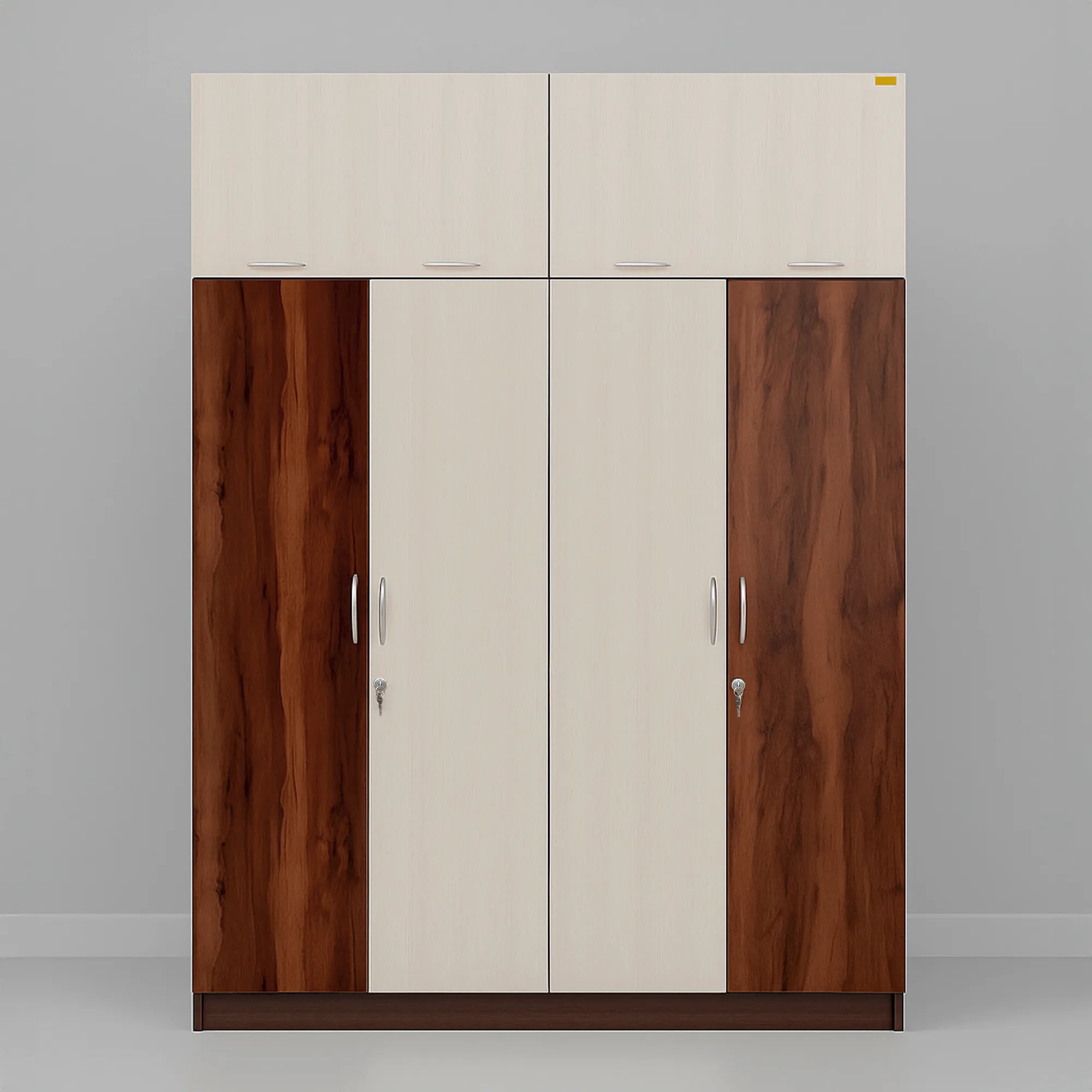 IvoryNex 4 Door Wardrobe | Ivory & Walnut Almirah
