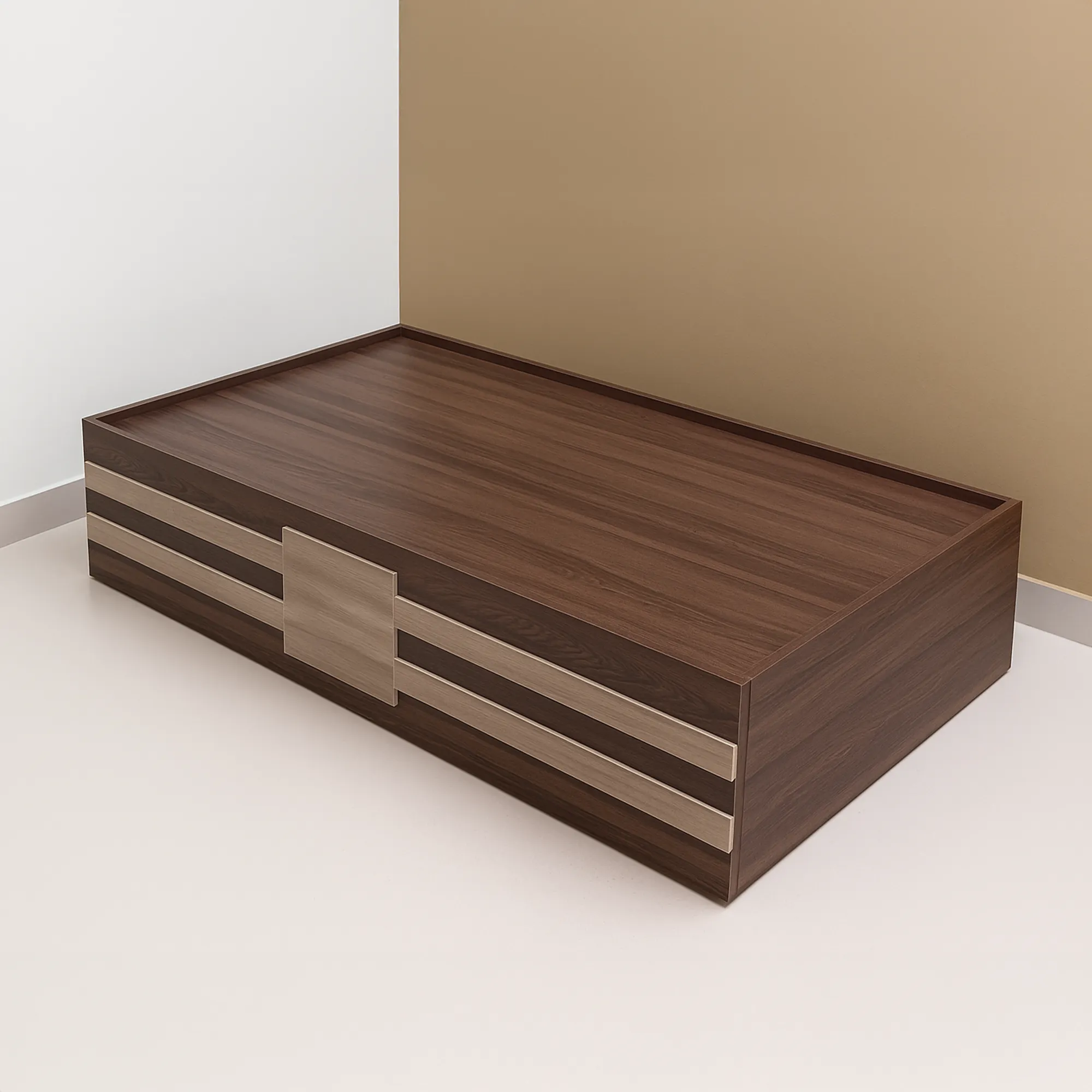 LineaStripe Wooden Finish Single Bed | Sai FurnTech
