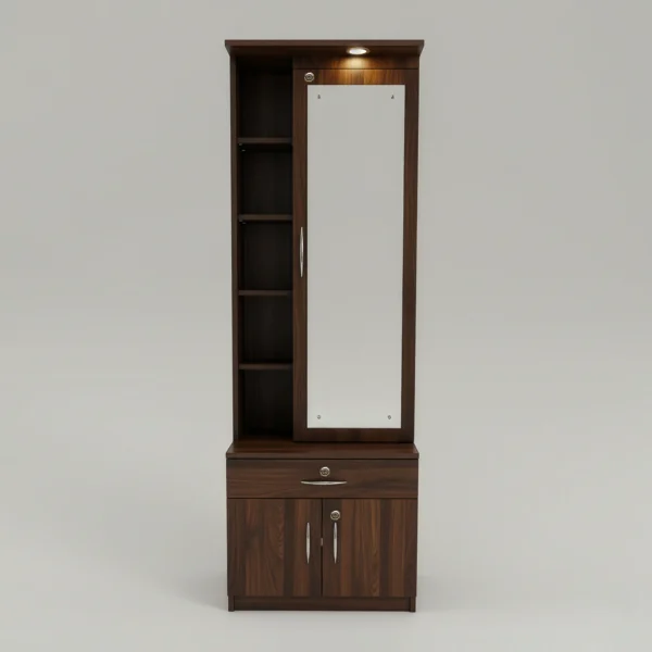 LumiWalnut Dressing Table with Mirror | Sai FurnTech