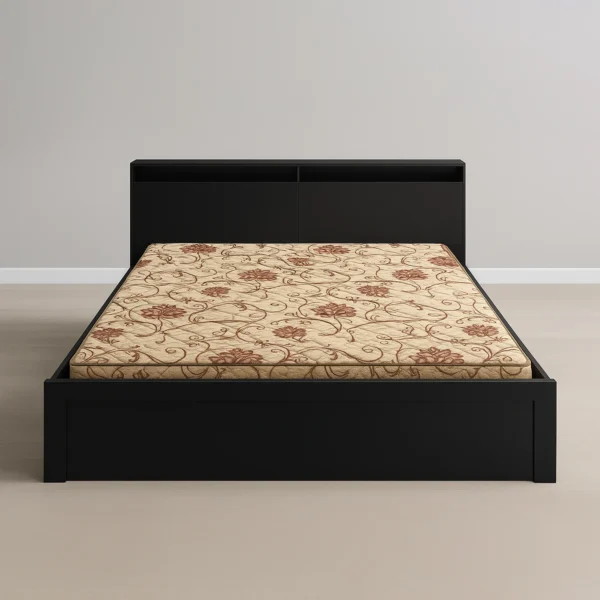 NoirStore Black King Bed with Storage Headboard | Sai FurnTech