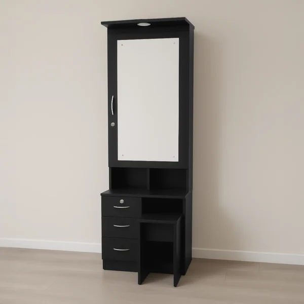 NoirVista Black Dressing Table with Mirror | Sai FurnTech