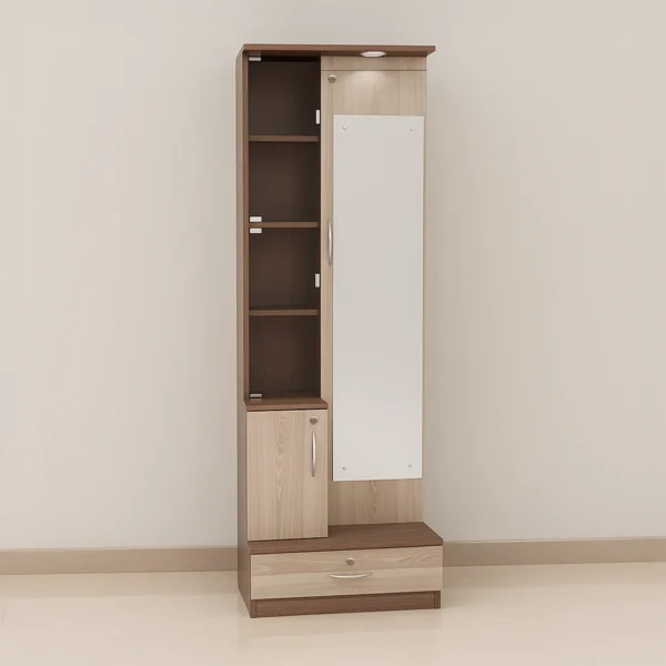 OakVista Dressing Table | Light Oak & Walnut Mirror Unit