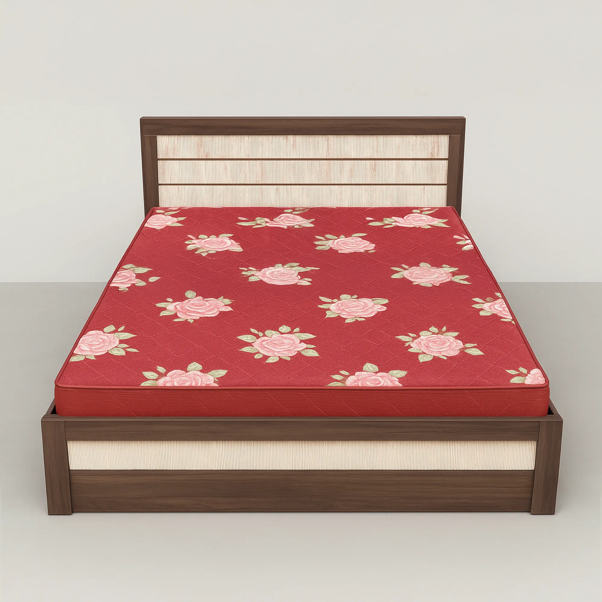 Roseline Bed | Walnut & Ivory Modern Bed Frame