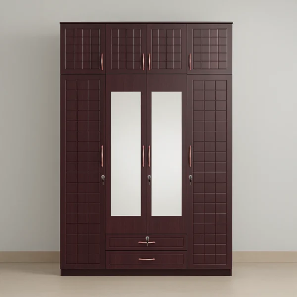RubyGrid 4 Door Wardrobe with Mirror | Sai FurnTech
