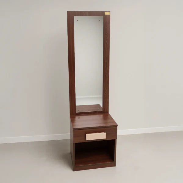 SlimAura Dressing Table | Walnut Finish Full Mirror Unit