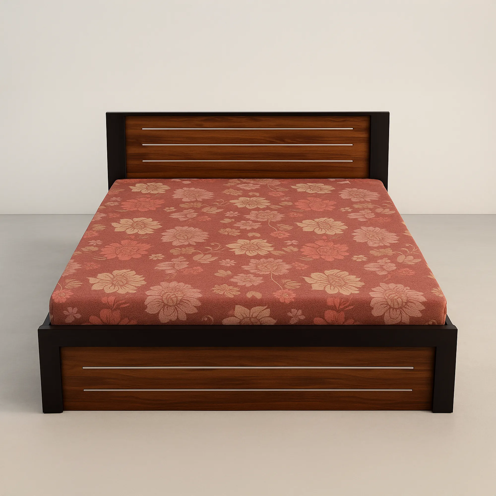 StripeLine Bed | Dark Walnut Modern Bed Frame